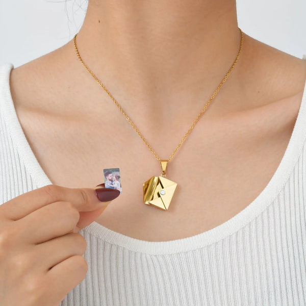 Envelope Photo Custom Stainless Steel Gift Jewelry Necklace