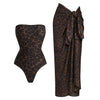 Leopard one piece swimsuit with cover up