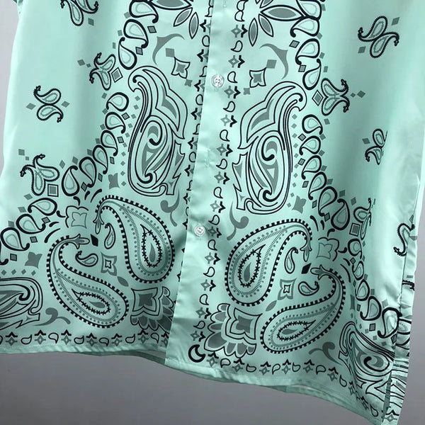 Vintage Cashew Flowers Print Short-sleeved Shirt Set