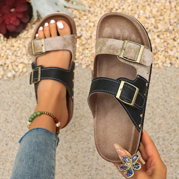 New Retro Thick-SoledLuxury Metal Buckle Decorated Slippers