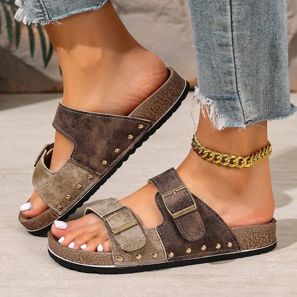 New Retro Thick-SoledLuxury Metal Buckle Decorated Slippers